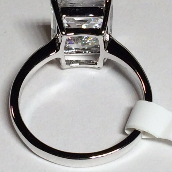 Princess Cut Cubic Zirconia Cocktail Ring Size 10 Silver Rhodium Plated - Picture 9 of 12